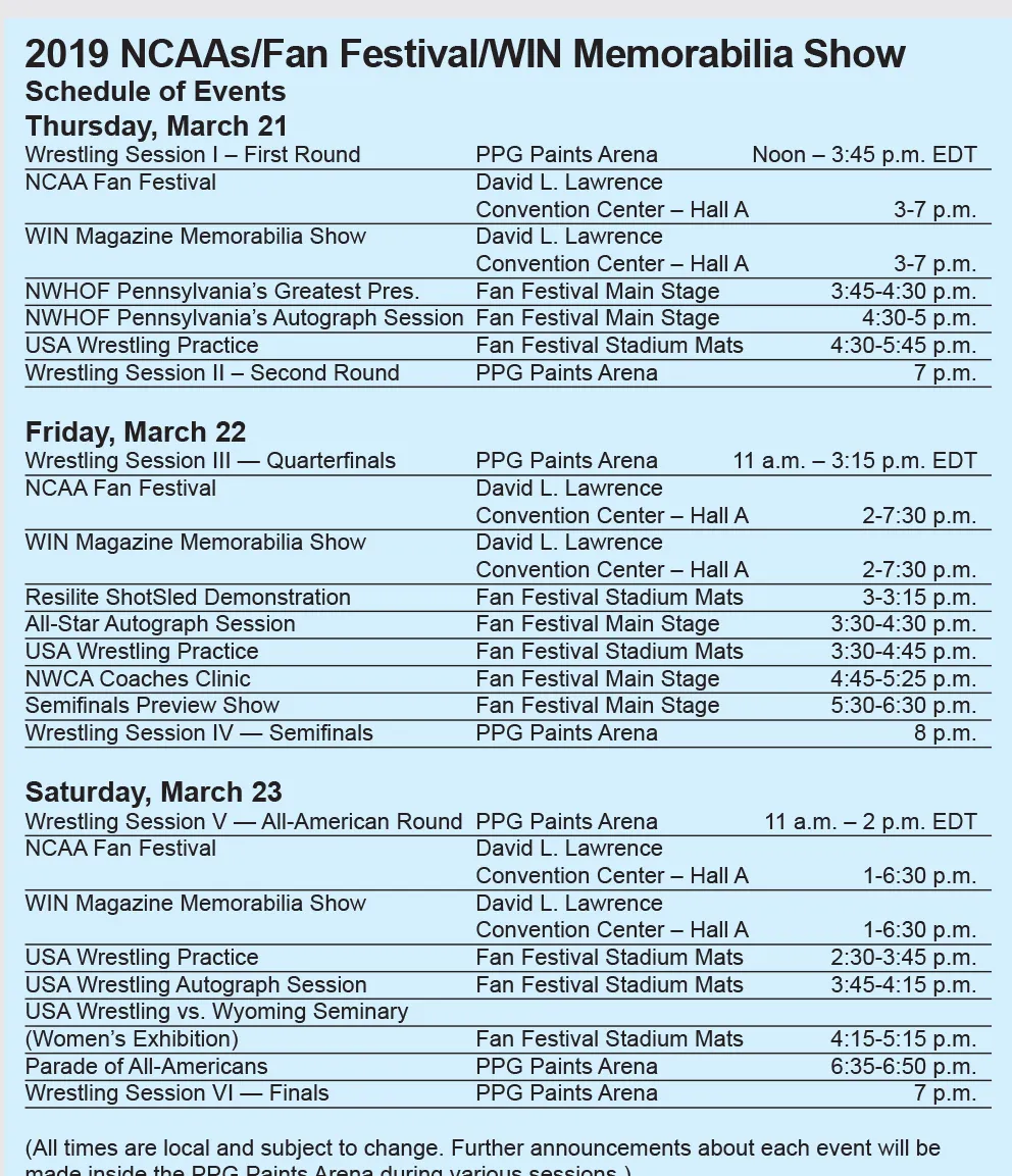 win show schedule